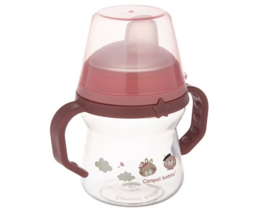 Canpol Babies FirstCup Kubek z Silikonowym Ustnikiem 150ml Bonjour Paris Różowy 56/612_pin