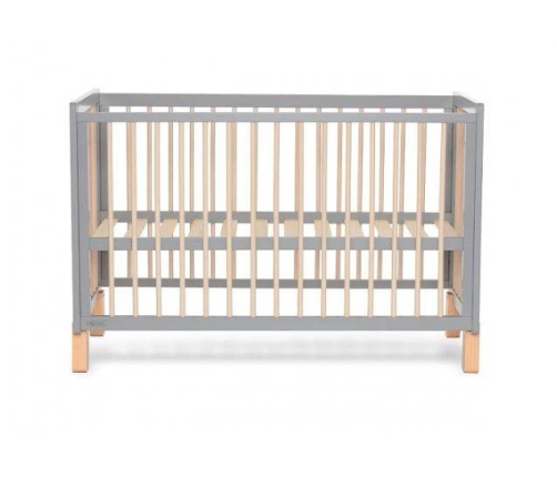Kinderkraft Lunky XL Łóżeczko Drewniane Barierka Grey
