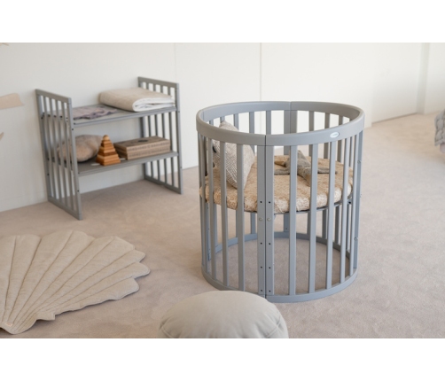 Waldin Łóżeczko Dziecięce Owalne 7w1 z Materacem Szare