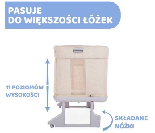 Chicco Next2Me Forever Łóżeczko Dostawne 3w1 do 22kg Moon Grey + Prześcieradło 2szt Pink Pois