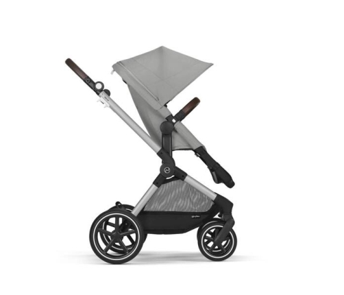 Cybex Eos Lux Wózek Głęboko-Spacerowy Rama Silver Stone Grey+ Aton B2 i-Size Fotelik 0-13kg + Baza One Volcano Black