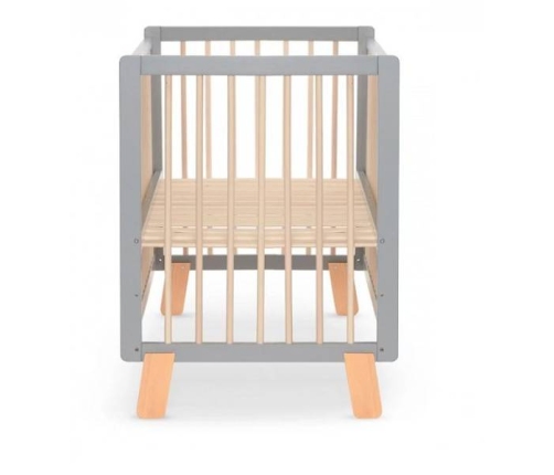 Kinderkraft Lunky XL Łóżeczko Drewniane Barierka Grey