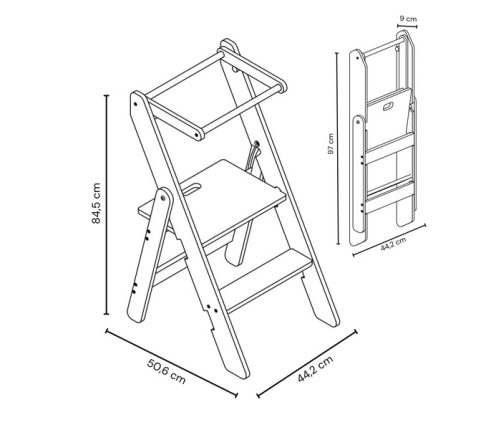 Baby Wood Kitchen Helper Składany Błękitny