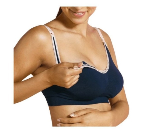 Carriwell Bezszwowy Biustonosz Do Karmienia Z Koronką S Box 3060  Niebieski