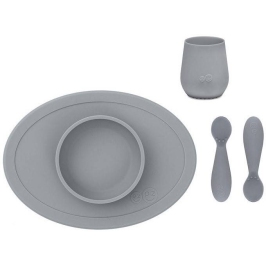 EZPZ Komplet Pierwszych Naczyń Silikonowych First Foods Set Szary