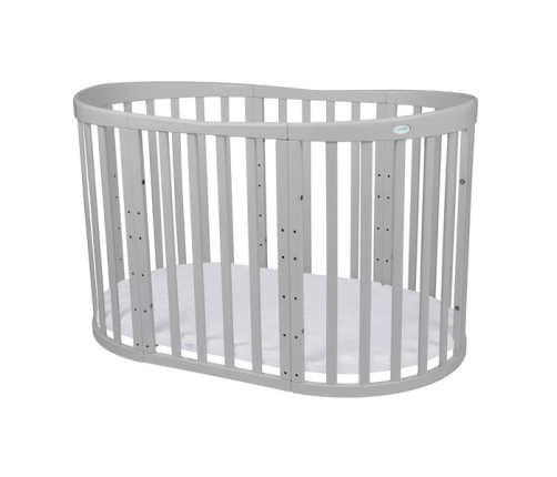 Waldin Łóżeczko Dziecięce Owalne 7w1 z Materacem Szare