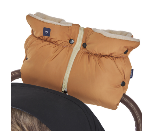 Zaffiro Mufka do Wózka Dwuczęściowa Beżowa Wełna Premium + Melanż Grafitowy