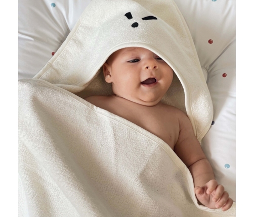 Piapimo TowelPower Ręcznik Kąpielowy z Kapturkiem Bambusowo-Bawełniany 90x90cm z Haftem Biały