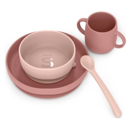 Suavinex Silikonowy Zestaw Do Karmienia +4M Różowy Suavinex Silikonowy Zestaw Do Karmienia +4M Różowy