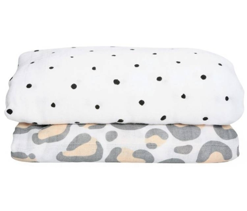 Motherhood Otulacze Muślinowe Bawełniane 85x110 cm Pre-Washed Ocelot Łososiowy 2 szt