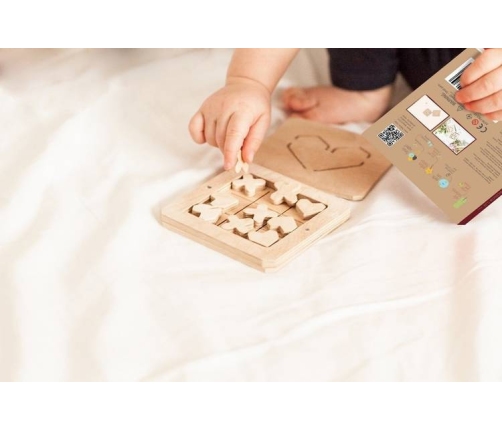 Drewniana Zabawka Kółko Krzyzyk Miłość Naturalny Babai XO-LOVE