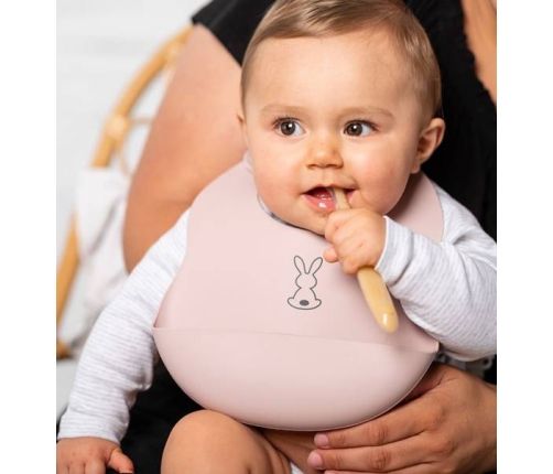 Nattou Śliniak Silikonowy z Zapięciem, bez BPA Różowy