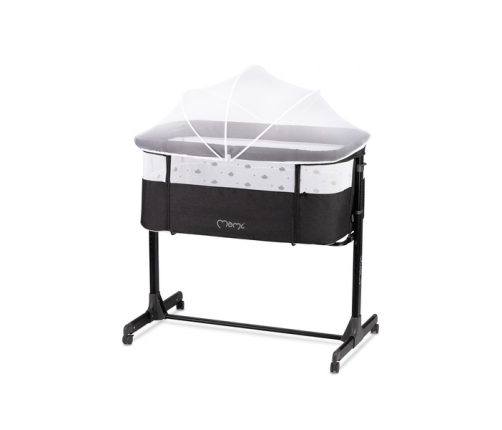 MoMi Revo Łóżeczko Dostawne 2w1 Ciemnoszare + Torba Transportowa