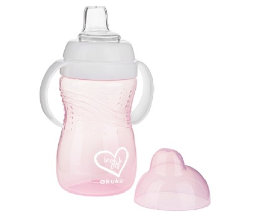 Akuku Kubek niekapek z miękkim ustnikiem  Różowy
