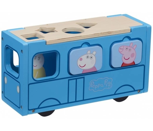 Attīstošā rotaļlieta-sortieris Pepas sivēna skolas Autobus Peppa Pig Wooden School Bus