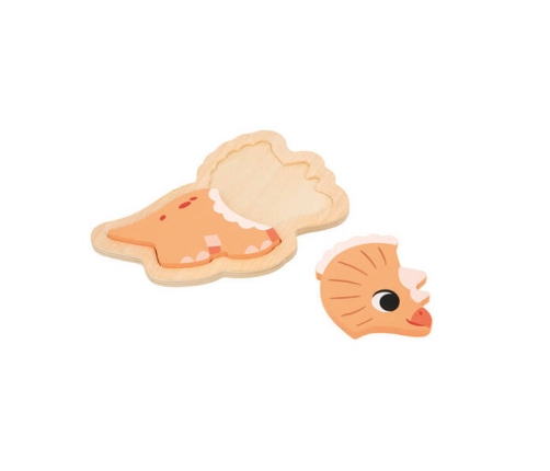 Janod Drewniane Puzzle Progresywne 4 układanki 2, 3, 4 i 5 elementów 18 m+ Dinozaury