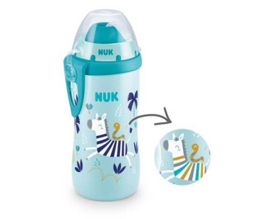 Nuk Kubek Flexi Cup z Silikonową Słomką Kameleon 12m+ Niebieska 300 ml