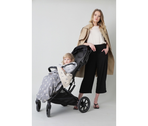 Piapimo HandyBlanky Kocyk Bambusowy 80x100cm Literki Szary i Piaskowy