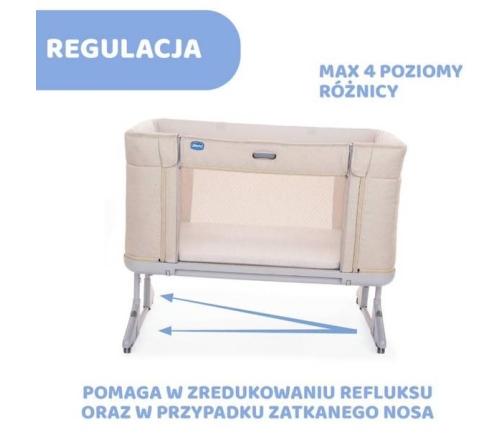 Chicco Next2Me Forever Łóżeczko Dostawne 3w1 do 22kg Moon Grey + Prześcieradło 2szt Pink Pois