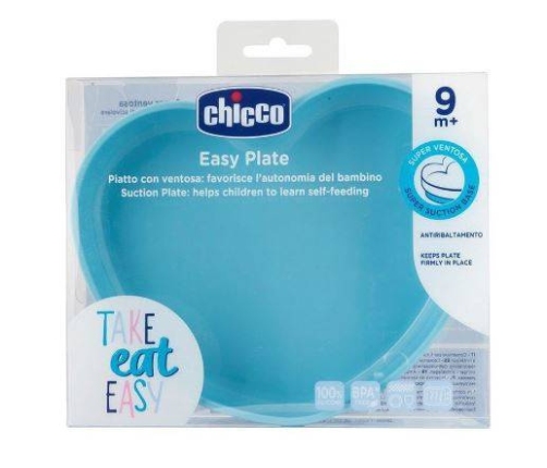 Chicco Talerz Silikonowy Serce 9m+ Niebieski