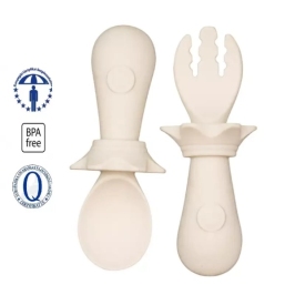 MYROYS Łyżeczka i Widelczyk Beżowy MYROYS Łyżeczka i Widelczyk Beżowy