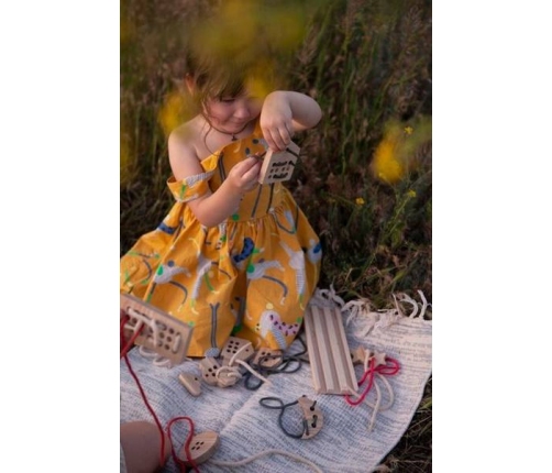 Babai Drewniana Zabawka Sznurowanka Zestaw Naturalny