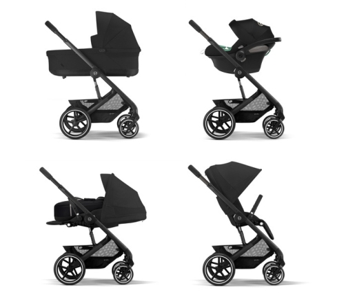 Cybex Balios S Lux Moon Black 2023 + Cybex Aton B2 i-Size + Cybex One base Детская коляска 4 в 1