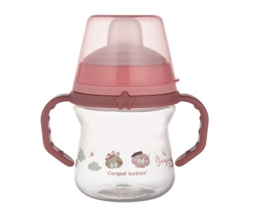 Canpol Babies FirstCup Kubek z Silikonowym Ustnikiem 150ml Bonjour Paris Różowy 56/612_pin
