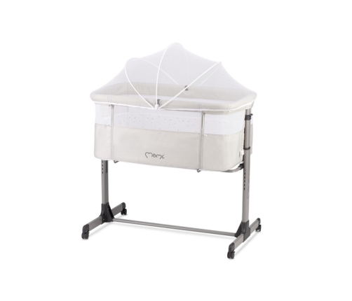 MoMi Revo Łóżeczko Dostawne 2w1 Jasnoszare + Torba Transportowa