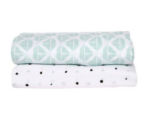 Motherhood Otulacze Muślinowe Bawełniane Premium 100x120cm 2 szt. Statki Miętowe