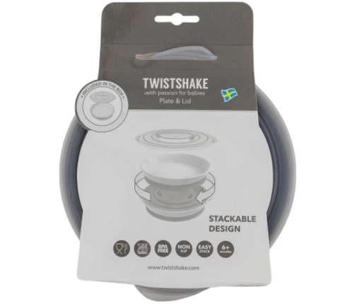Twistshake Talerz z Pokrywką dla Dzieci od 6 m+ Szary