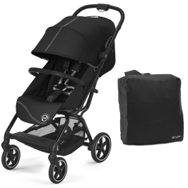 Cybex Eezy S Plus 2 Moon Black 2023 Pastaigu rati + Transportēšanas soma