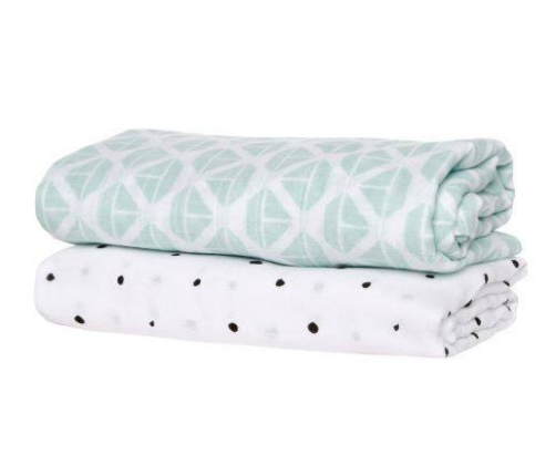 Motherhood Otulacze Muślinowe Bawełniane Premium 100x120cm 2 szt. Statki Miętowe