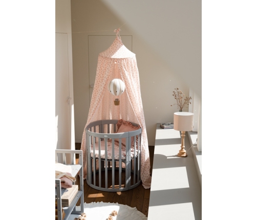 Waldin Łóżeczko Dziecięce Owalne 7w1 z Materacem Szare