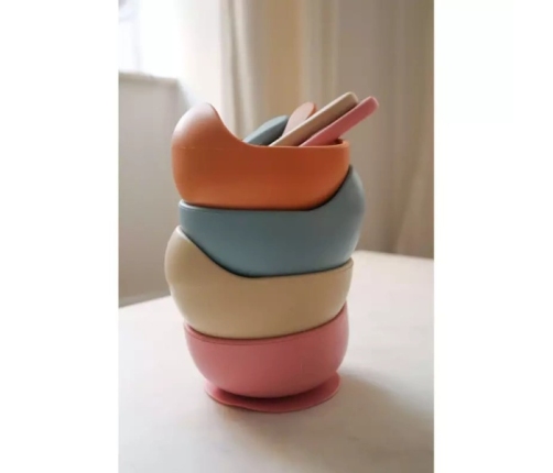 MYROYS Silikonowa Miseczka z Łyżeczką Brązowa