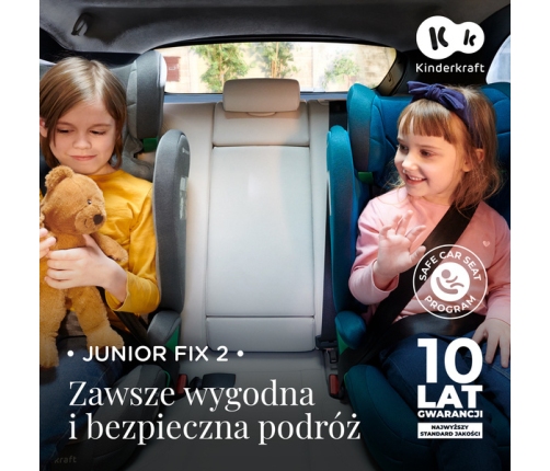 Kinderkraft Junior Fix 2 I-Size Fotelik Samochodowy 15-36kg 100-150cm Rocket Grey
