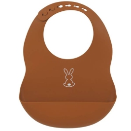 Nattou Śliniak Silikonowy z Zapięciem, bez BPA Terakota Nattou Śliniak Silikonowy z Zapięciem, bez BPA Terakota