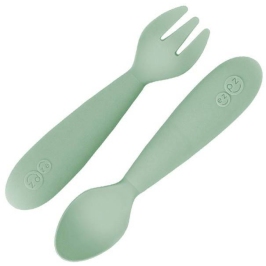 EZPZ Komplet Silikonowych Sztućców Mini Utensils Pastelowa Zieleń