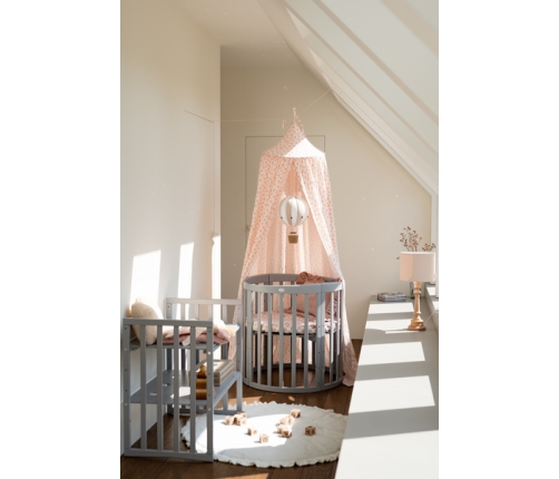 Waldin Łóżeczko Dziecięce Owalne 7w1 z Materacem Szare