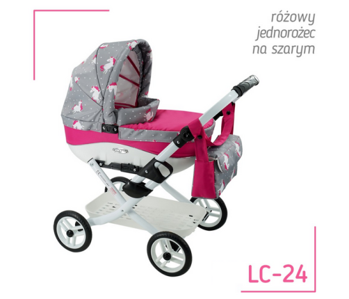 Adbor Lily Wózek dla Lalek Szary Jednorożce Lc-24