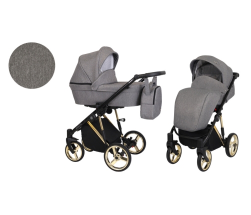 Kunert Molto Premium Wózek Głęboko-Spacerowy 2w1 Grafit Jeans Złota Rama Koła Żelowe