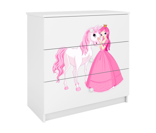 Komoda babydreams biała księżniczka konik