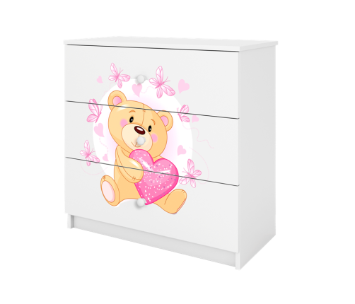 Komoda babydreams biała miś motylki