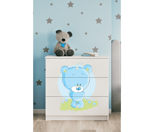 Komoda babydreams biała niebieski miś