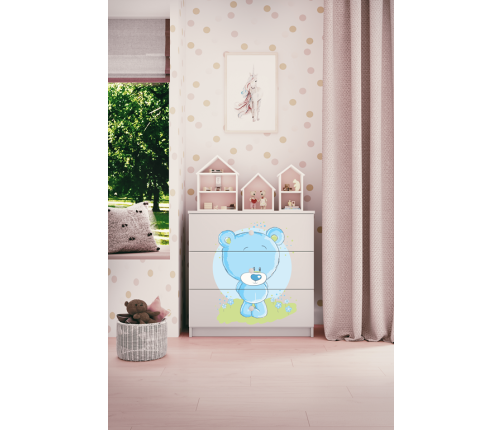 Komoda babydreams biała niebieski miś