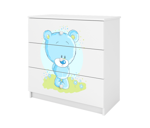 Komoda babydreams biała niebieski miś