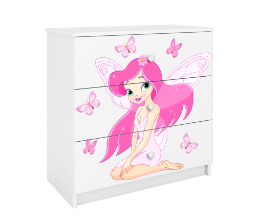 Komoda babydreams biała wróżka z motylkami
