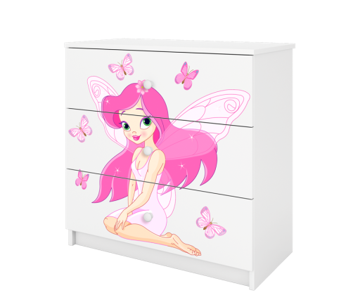 Komoda babydreams biała wróżka z motylkami