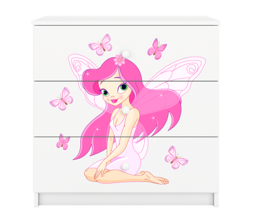 Komoda babydreams biała wróżka z motylkami