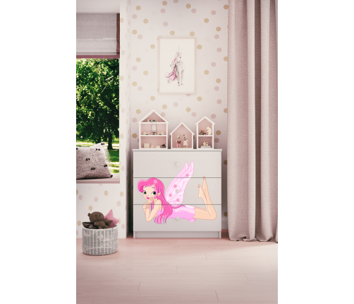Komoda babydreams biała wróżka ze skrzydełkami